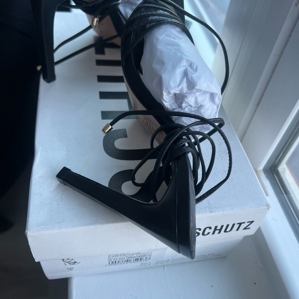 SCHUTZ Black Heels with Gold Tips